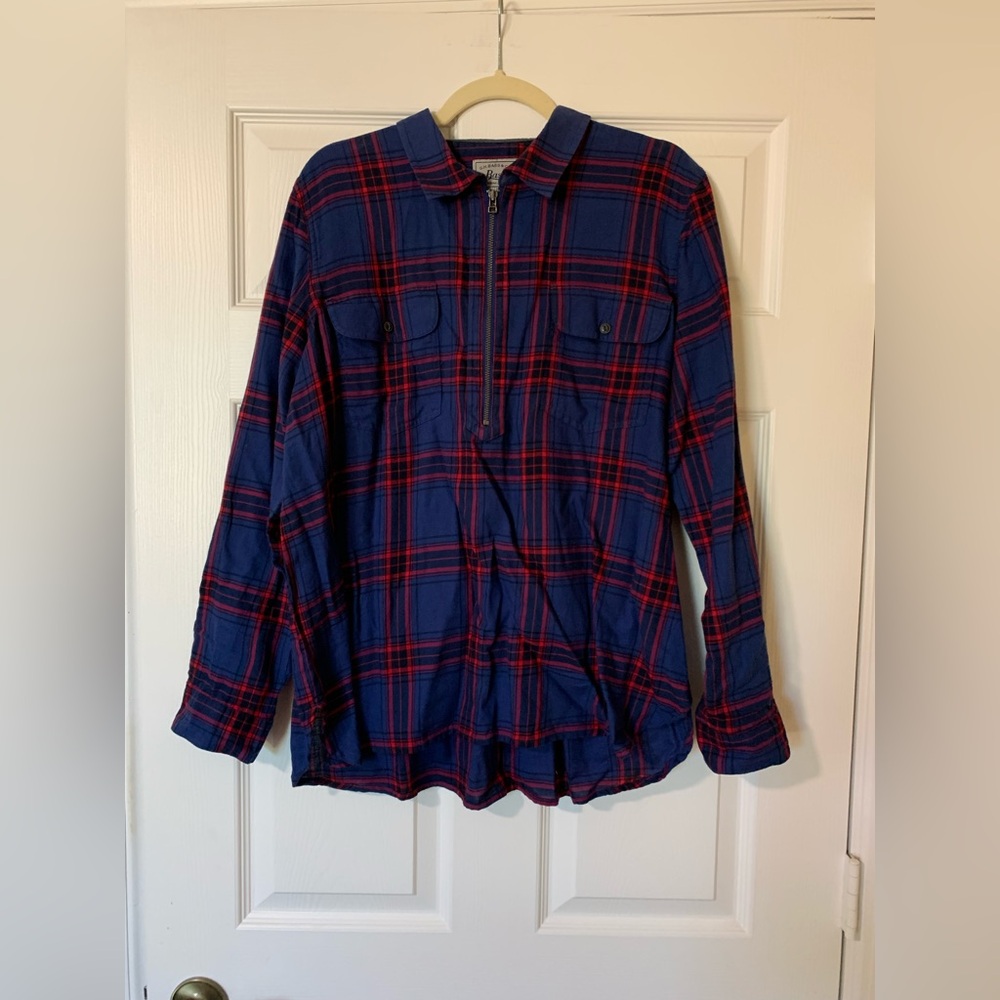 G.H. Bass & Co. Plaid Flannel Zip Front Long Sleeve Shirt Size XL Classic